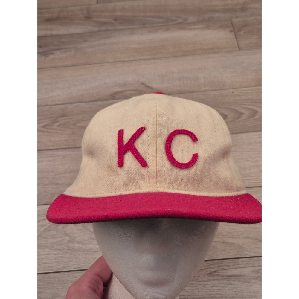 Baldwin KC Kansas City Snapback Hat Cream Red Wool Felt Lettering Retro Cap Men